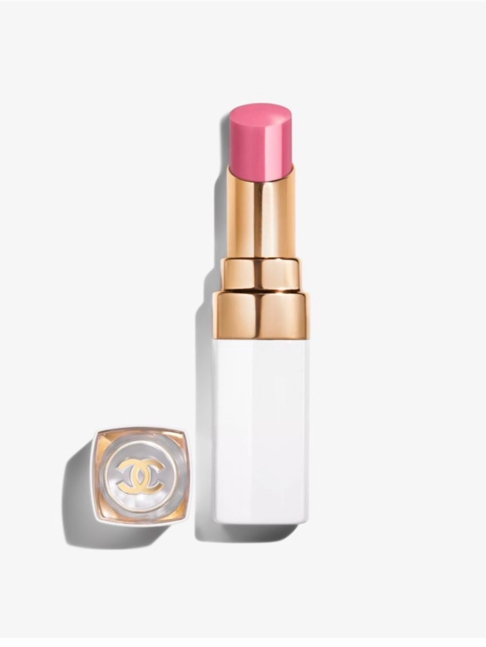 NIB CHANEL 762 Pink Lip Balm with Gold-Trim Case